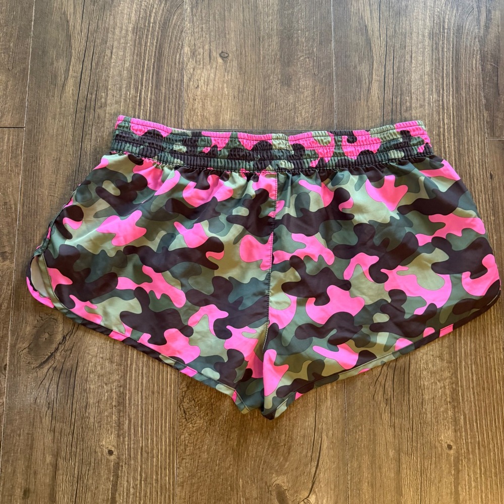 Op Ocean Pacific Swim Board Shorts Juniors XL 15-17 Pink Green Camo Drawstring - Picture 5 of 8